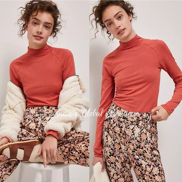 NWT ANTHROPOLOGIE Indra Seamless Mock Neck Top. Size L - Picture 7 of 16